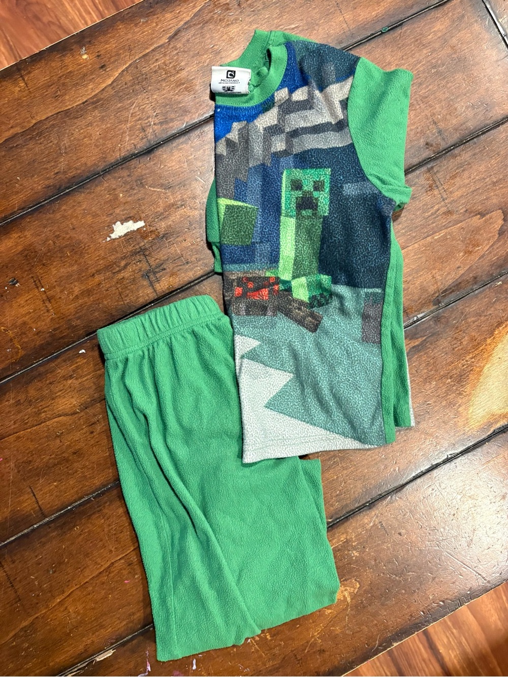 Green Minecraft Creeper Kids Pajama Set - Short Sleeve